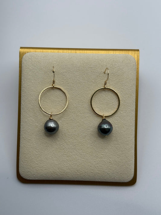 Tahitian Pearl Hoop Earrings