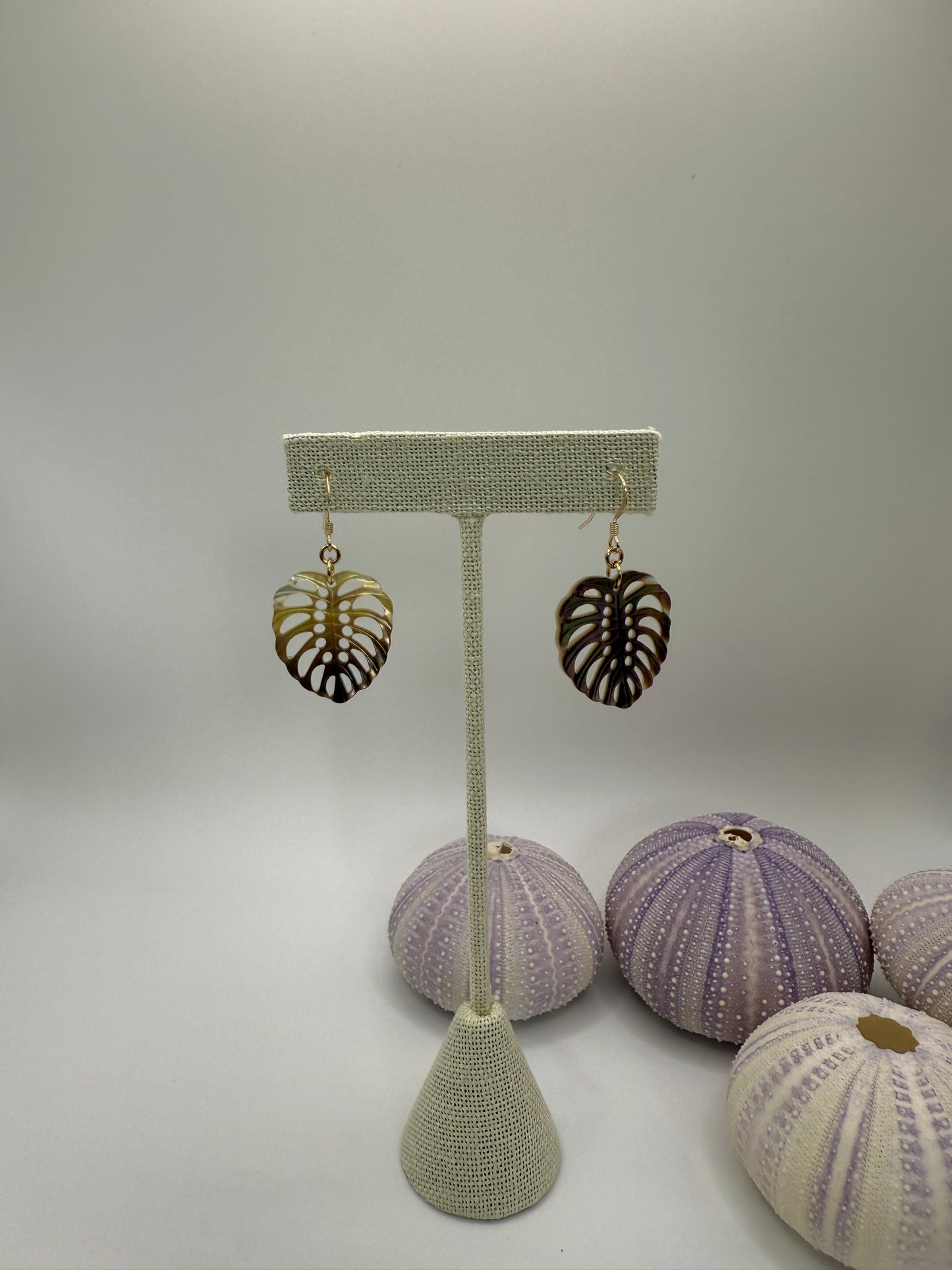 Mother of Pearl Monstera Leaf Earrings