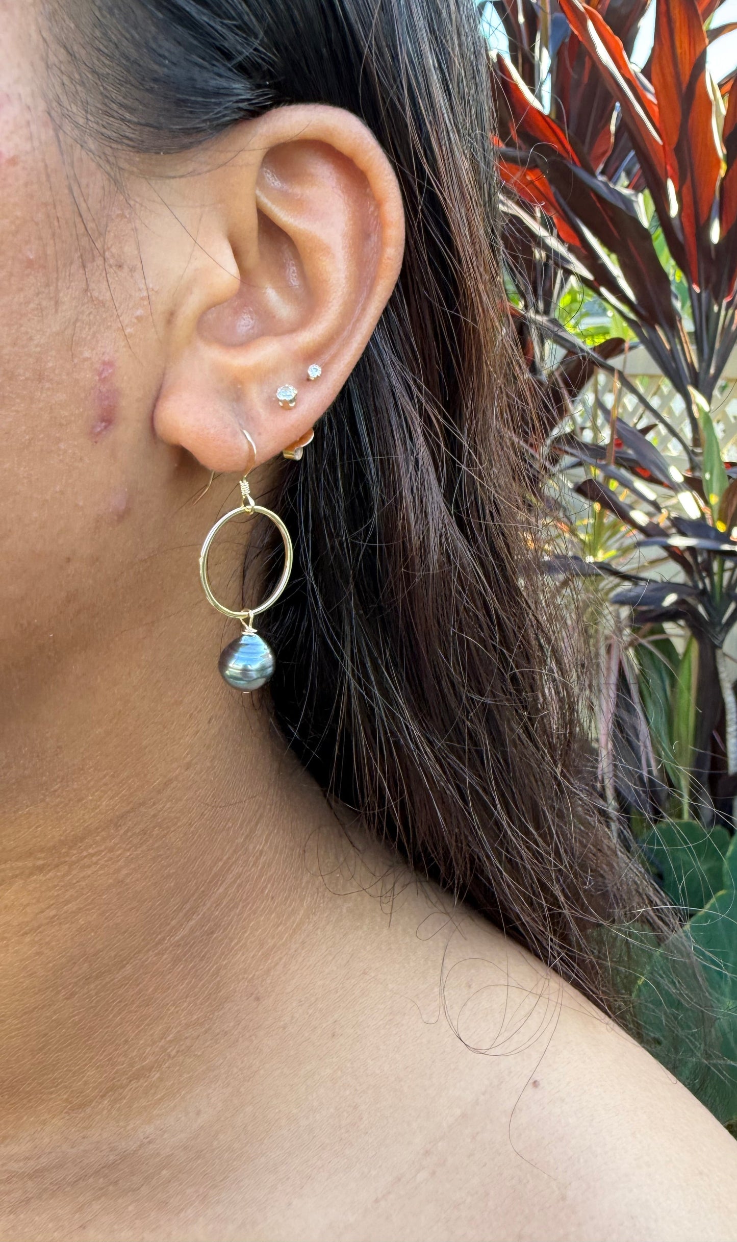 Tahitian Pearl Hoop Earrings