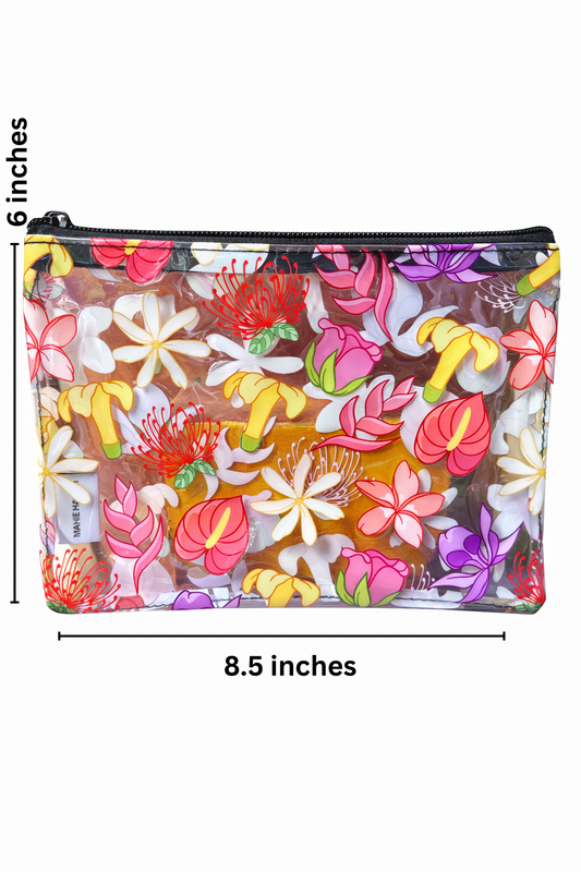 Tropical Floral Clear Zip Pouch