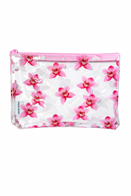 Pink Orchid Clear Zip Pouch