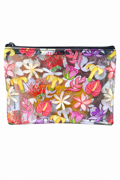 Tropical Floral Clear Zip Pouch