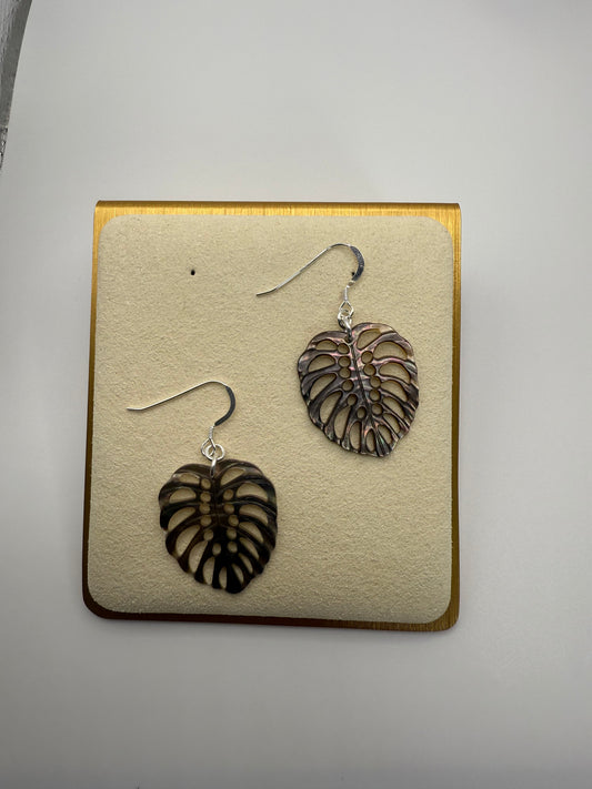 Mother of Pearl Monstera Leaf Earrings
