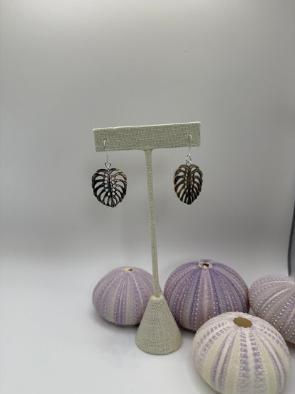 Mother of Pearl Monstera Leaf Earrings