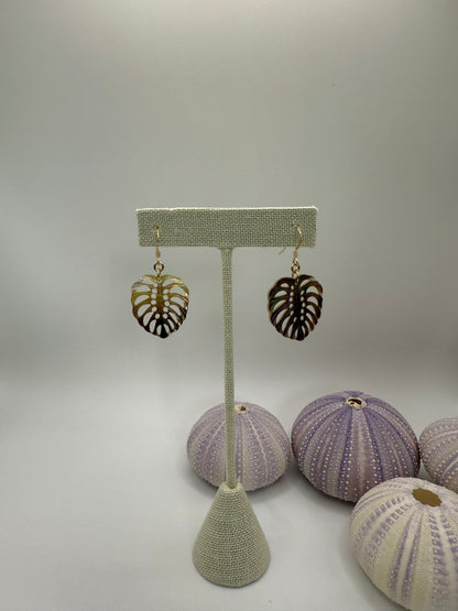 Mother of Pearl Monstera Leaf Earrings
