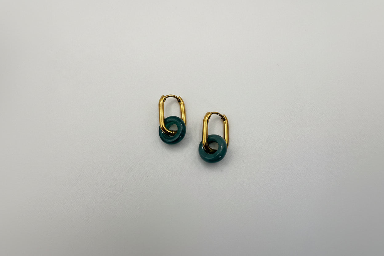 Jade Ring Drop Hoop Earrings