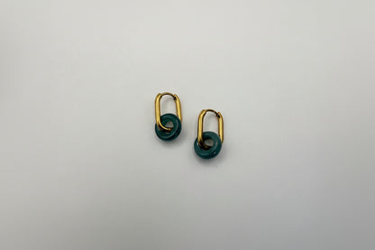 Jade Ring Drop Hoop Earrings