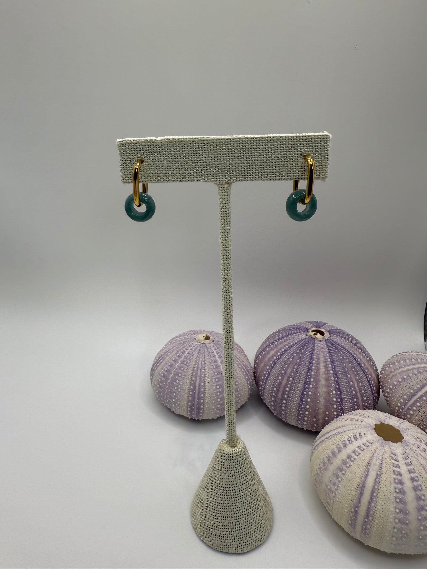 Jade Ring Drop Hoop Earrings