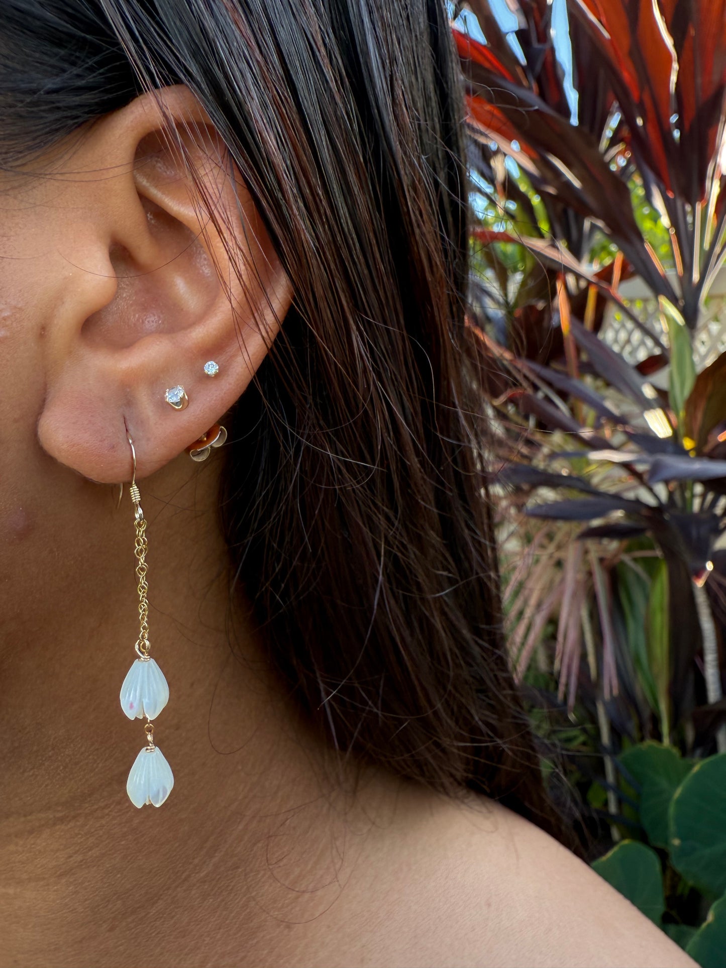 Double Pikake Dangle Earrings